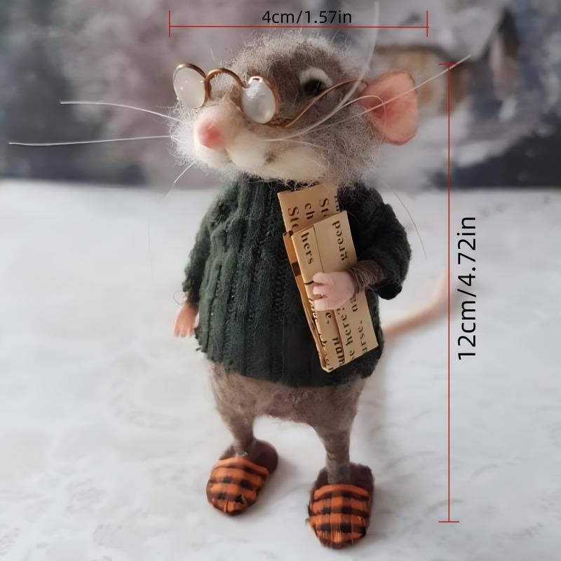 1 шт. Фетровая мышка ручной работы с очками и газетой, DIY рождественский декор для елки и домашний акцент на круглый год, фетровое рукоделие