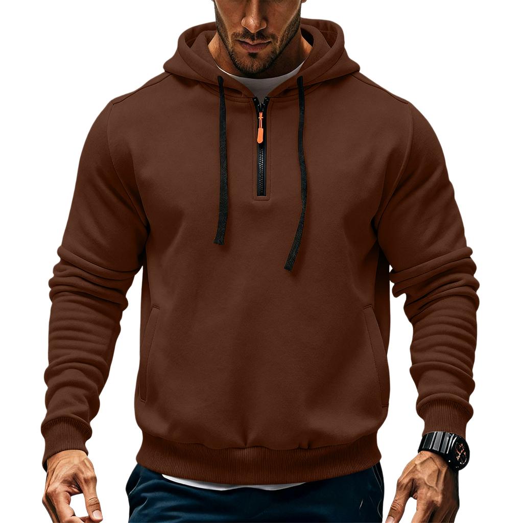 Men's Fleece Hoodie Casual Long Sleeve 1/4 Zipper Pullover Sweatshirts