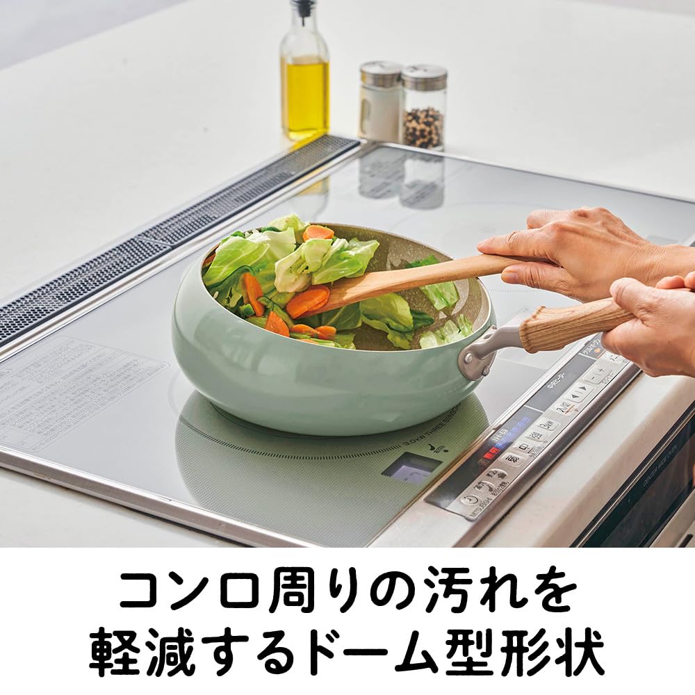 Сковорода, которая брызгает и легко жарить Дошиша 20 со стеклом IH газовый огонь PFOA S мятно-зеленый [Жарка не трясется] сковорода, Potet, см, крышка, совместимая,