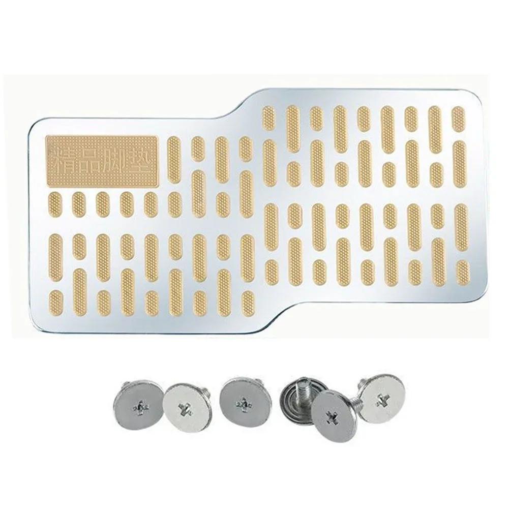 Car Foot Rest Pedal Board Floor Carpet Mat Anti-slip Stainless Steel Heel Pad Car Truck Suv Black Beige Brown Universal