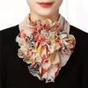 Charming Floral Print Chiffon Ruffle Collar Scarf - Elegant Detachable Neck Gaiter for Womens Fashionable Warmth