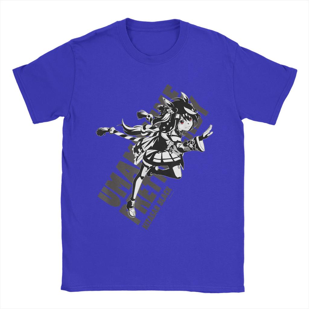 Umamusume Pretty Derby Kitasan Black Хлопковая футболка для мужчин Летние смешные футболки с круглым вырезом Модная крутая футболка Оверсайз топы