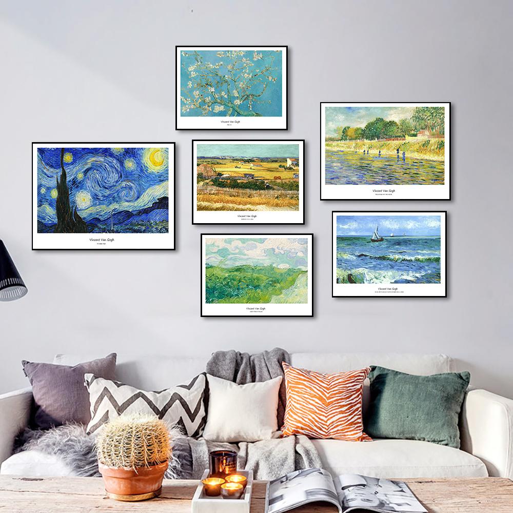 Van Gogh Canvas Painting Famous Starry Night Poster Wall Art Pictures Almond Blossom Posters And Prints For Living Room Home Decor No Frame
