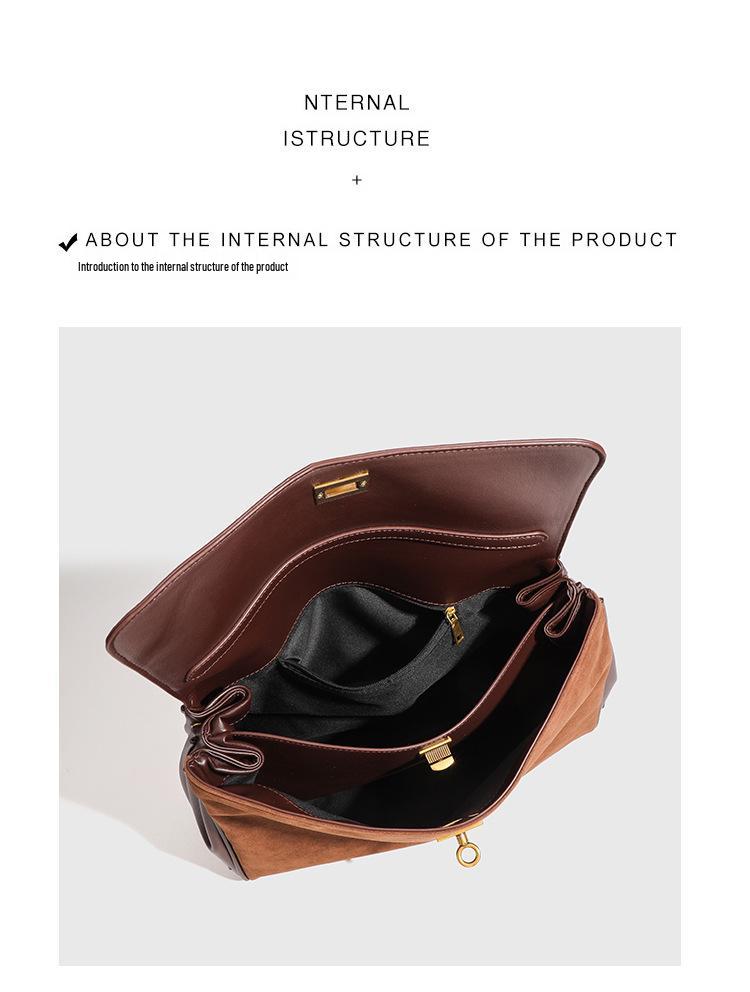 Зимняя замшевая женская сумка-кроссбоди в стиле ретро с цветными блоками - Большая вместимость и универсальная мода