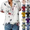 Women's Casual Printed V-neck Short-sleeved Shirt Pullover Loose Blouse Tops
