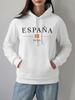 España Spain Flag Printing Hoodies Women Winter Fleece Warm Sweatshirt Basics Pocket Pullover Comfortable Loose Womans Clothes