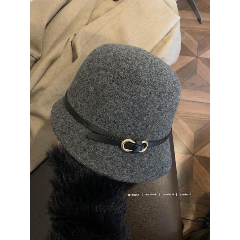 Belt, Buckle Wool Rich Family Hat, French Top Hat Children's Autumn and Winter Bucket Hat