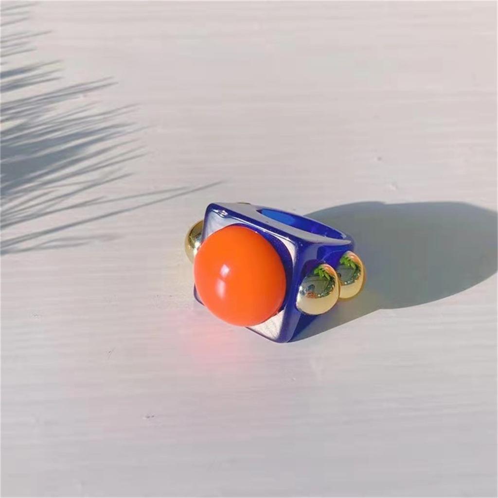 Exaggerated Resin Ring For Woman Acrylic Metal Strips Are Red And Green Square Resin Color Ring Punk Jewelry Accessories Rings