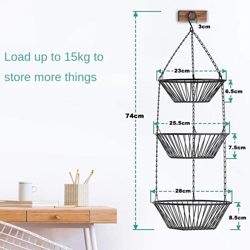 Three Tier Snacks Storage Basket Nordic Flowers Basket Storage Rack  Kitchen Supplies
