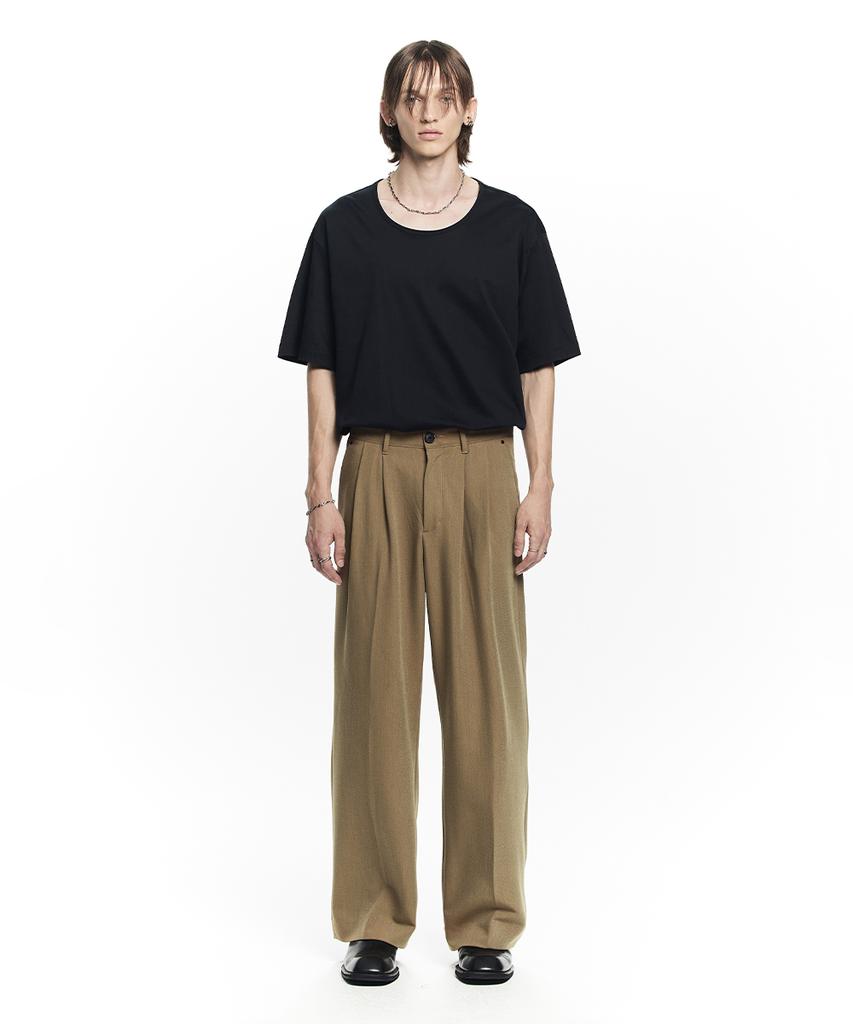 MAISON MINED Брюки с двумя складками широкие Saint Бежевые