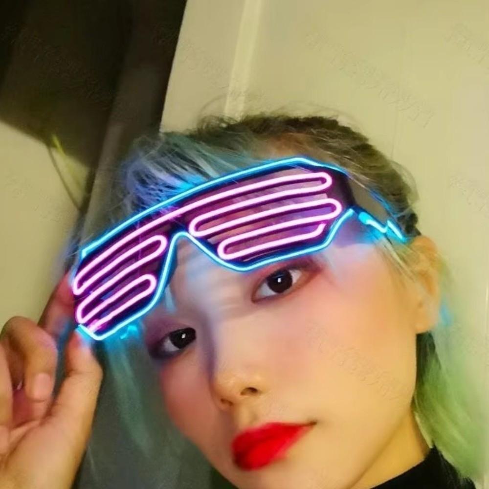Cool LED Glowing Glasses Double Colors Fluorescent Glasses Neon Glasses Halloween Costumes