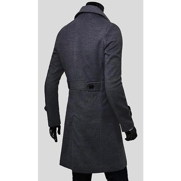 Мужская мода Длинный плащ Флисовая шерстяная куртка Slim Fit Peacoat Пальто