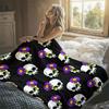 Skulls Purple Daisies Black Flannel Blanket Perfect for Sofa Office Bed Travel Sleep Read Relax Camping Four Season Use