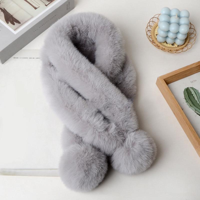 Новый искусственный мех кролика выдры двойной зимний шарф женский искусственный мех кролика утолщенный теплый модный плюшевый шарф