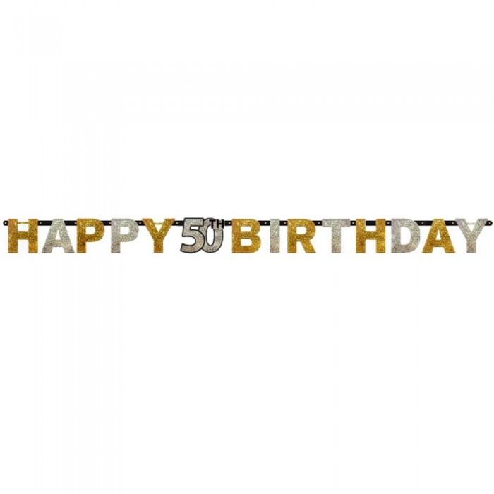 Amscan Prism Sparkling Празднование 50-летия Письмо Баннер