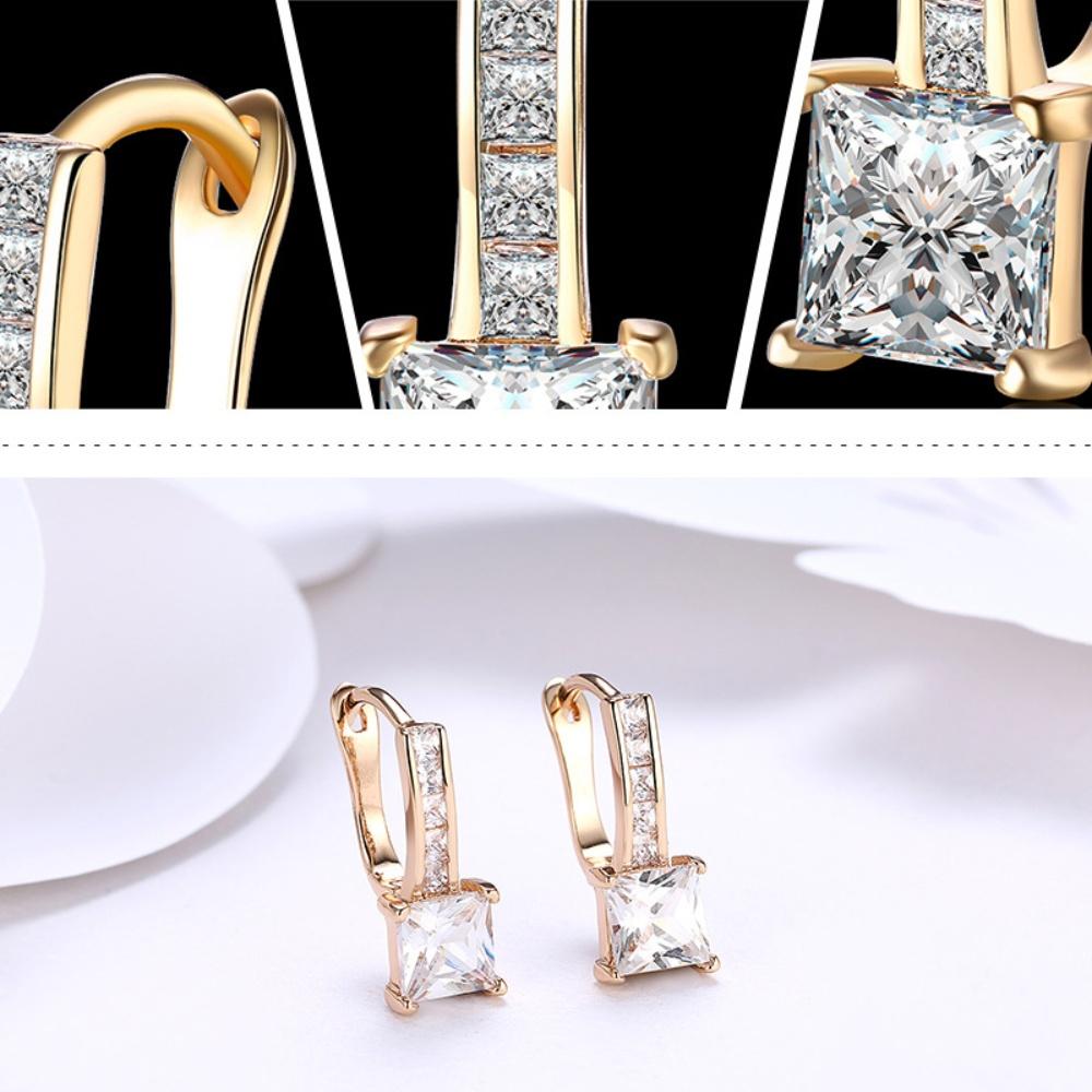 7 мм белые циркониевые серьги с розовым золотом квадратные модные циркониевые серьги для женщин