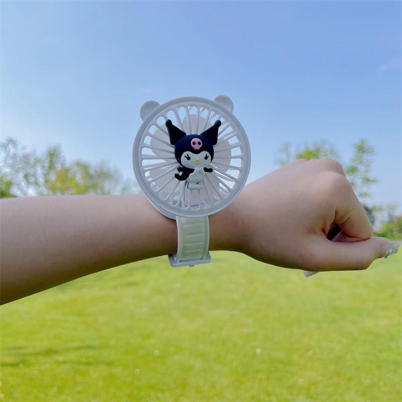 Sanrio Portable Cartoon Watch Fan: Rechargeable Handheld Mini Electric Fan Gift for Girls