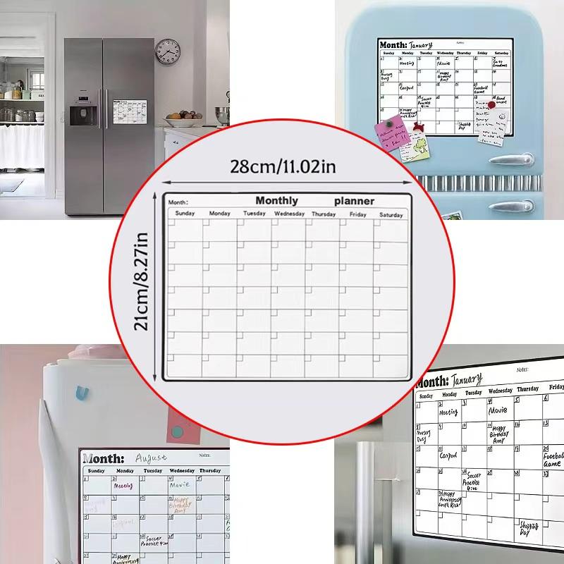 Магнитный календарь для сухого стирания, месячный планер, белая доска, органайзер для холодильника, доска для заметок, кухонный офисный декор