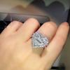 Color Love Heart-shaped Adjustable Ring with Bling Zircon Stone Ring For Women Romantic Wedding Engagement Dainty Jewelry