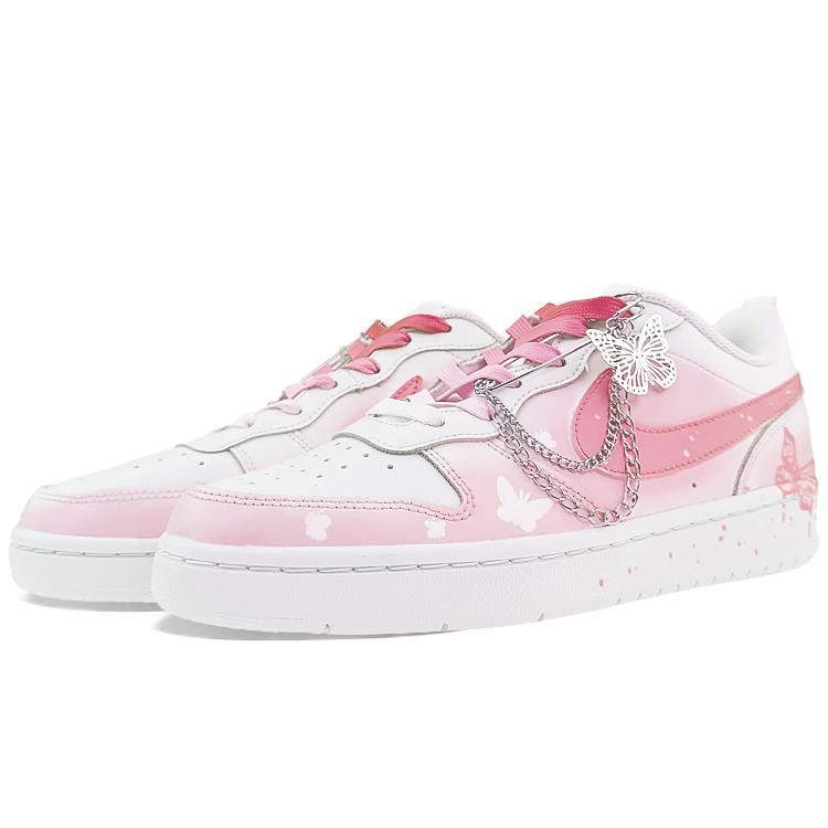 Nike Кроссовки Court Borough Low 2 Низкие Скейтбордические Детские Розовые BQ5448-100(Команда40-ГС)