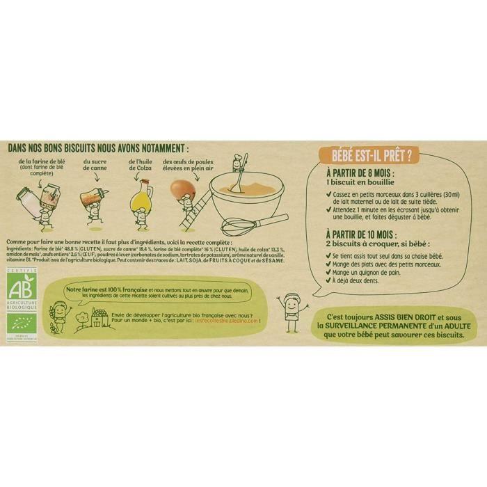 Blédina Les Récoltes Bio, Biscuit pour bébé Bio dès 8 Mois, Nature, 1x150g