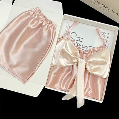 Летняя пижама женская милая майка шорты чистое желание ветер бант милый девичий комплект для дома плиточный