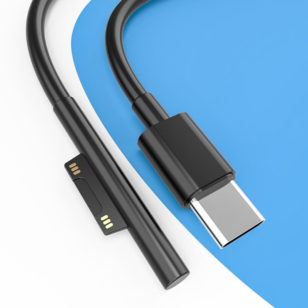 Зарядный кабель USB C Male Подходит для Surface Pro 7 6 5 4 3 GO BOOK Ноутбук 1 2 Защита от перегрузки, перенапряжения, помех