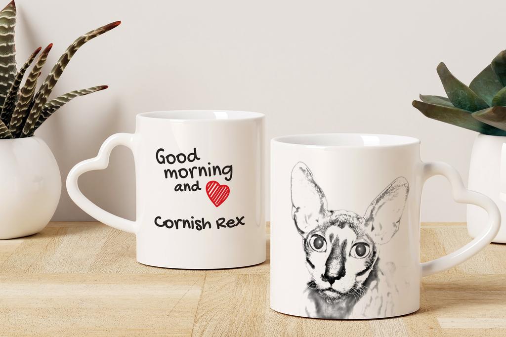 Cornish Rex – Cat mug, adorable heart-shaped handle mug | Art-Dog