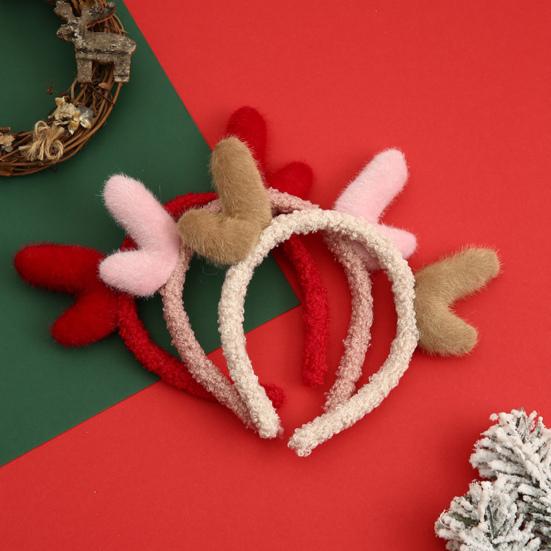 Christmas Headband Plush Reindeer Antlers Headband Holiday Costume Accessories for Christmas Party Favors Photo Booth Props