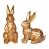 2Pcs Easter Bunny Ornament Carved Golden Rabbit Resin Figurine Animal Statue Home Office Holiday Party Desktop Decoration