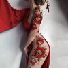 Китайские цветочные временные татуировки наклейки красные цветы водонепроницаемые наклейки для тела долговечные поддельные татуировки фестиваль вечеринка наклейки для кожи искусство
