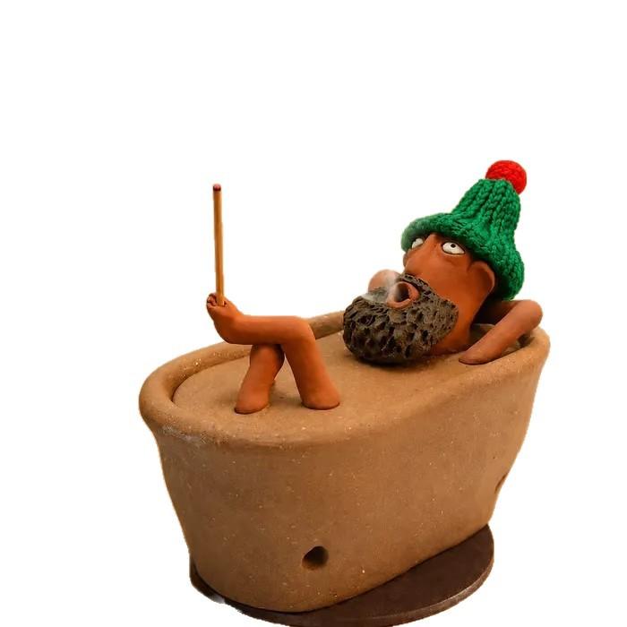 Resin Lazy Bath Man Incense Holder, Decorative Stick Incense Burner Ornament