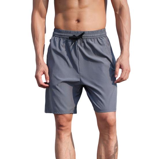 Мужские шорты средней посадки с эластичной талией, регулируемые повседневные шорты на шнурке с карманами, однотонные пляжные шорты для путешествий