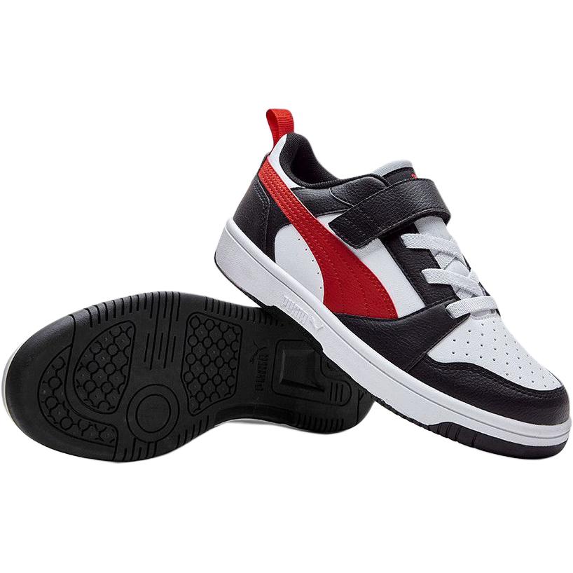 Puma Rebound V6 Lo Ac Универсальные Удобные Низкие Детские Кеды для Скейтбординга Детские Кеды для Скейтбординга Черный Белый Красный 404316-02