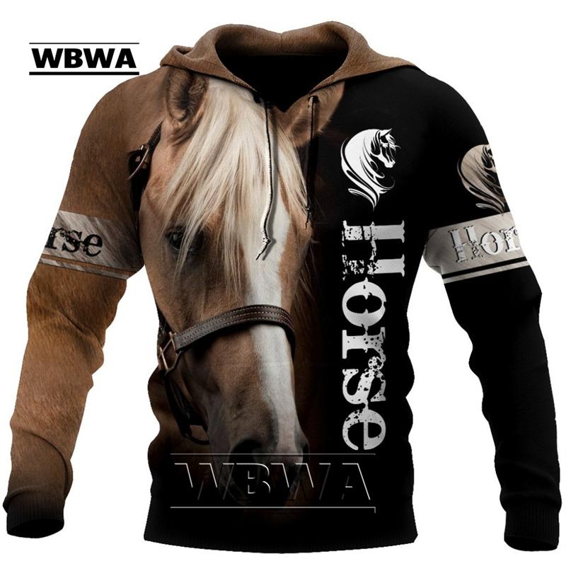 Fashion Mens Animal Hoodies 3D Printed Love Horse Sweatshirt Hoodie Harajuku Spring Autumn Streetwear Unisex Casual Tracksuit
