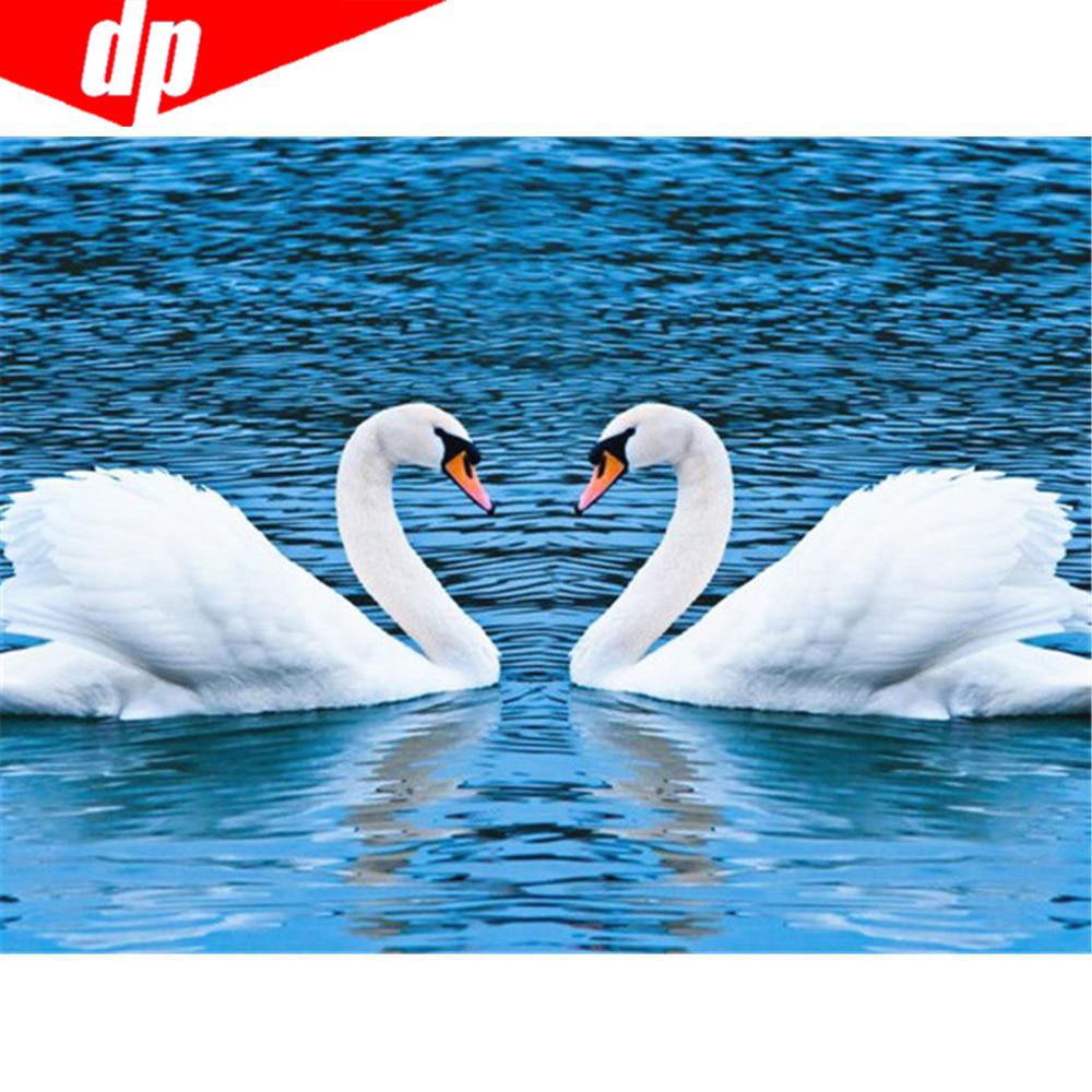 Алмазная картина вышивка 5D два лебедя
