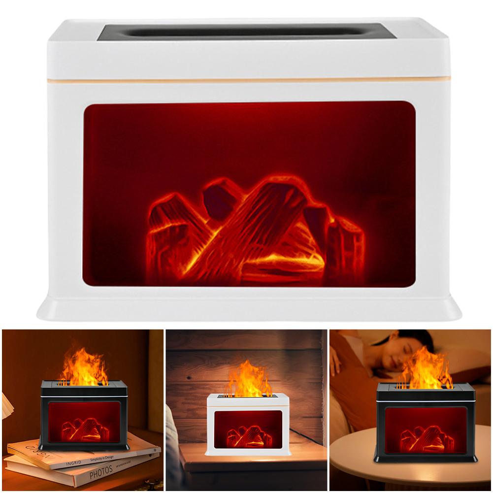 Диффузор эфирного масла Flame для камина, диффузор пламени 300 мл, ароматерапевтический диффузор с низким уровнем шума, диффузор холодного тумана для домашнего офиса