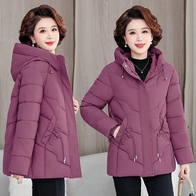 2025 зима новая женская хлопковая куртка больших размеров высококачественная вышитая короткая хлопковая куртка с капюшоном