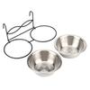 Stainless Steel Dual Hanging Food Water Bowl Feeder with Hook for Cat Pet Dog Puppy Crate Cage