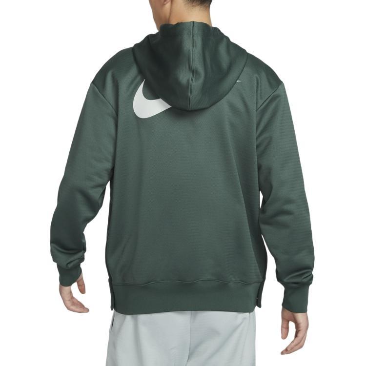 Nike Therma FIT Solid Color Hooded Zippers Thickened And Fleece Lined Casual Long Sleeved Sweatshirt Men's Green FB7116-338