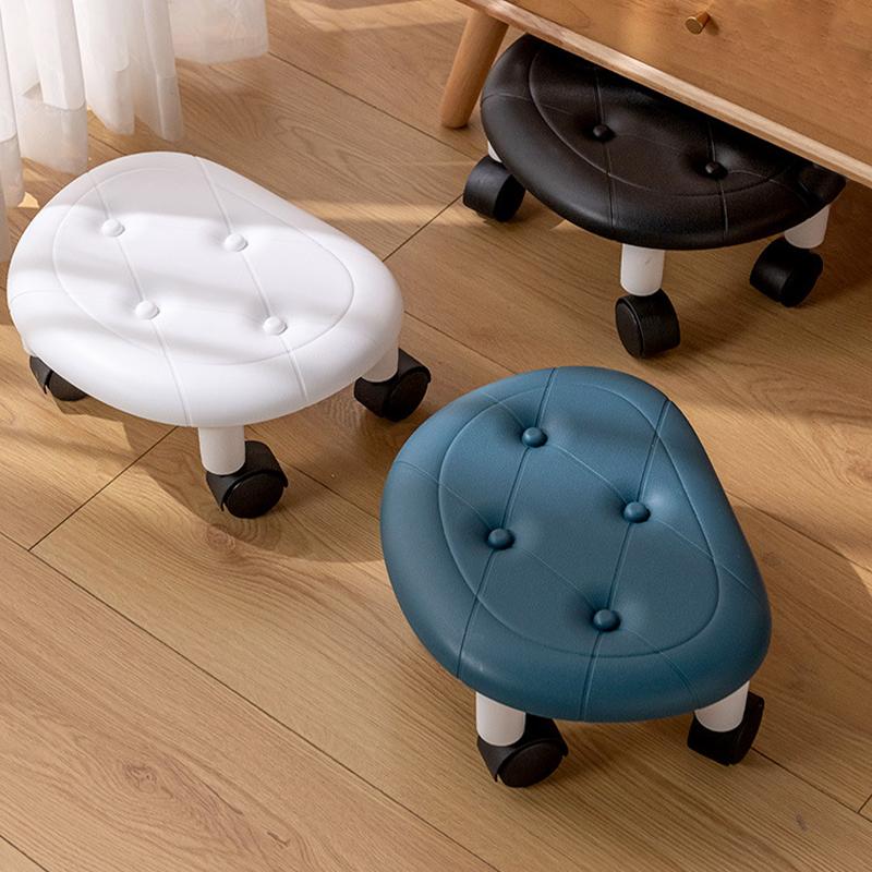 1 шт. с колесами для домашнего хозяйства, искусственная кожа, переносной небольшой табурет, универсальный колесный шкив, низкий табурет, бесшумный, мобильный