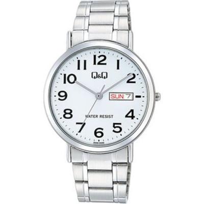 Мужчины A202-204 ( Смотреть Q&Q Day-Date) Круглые часы серебряные аналоговые