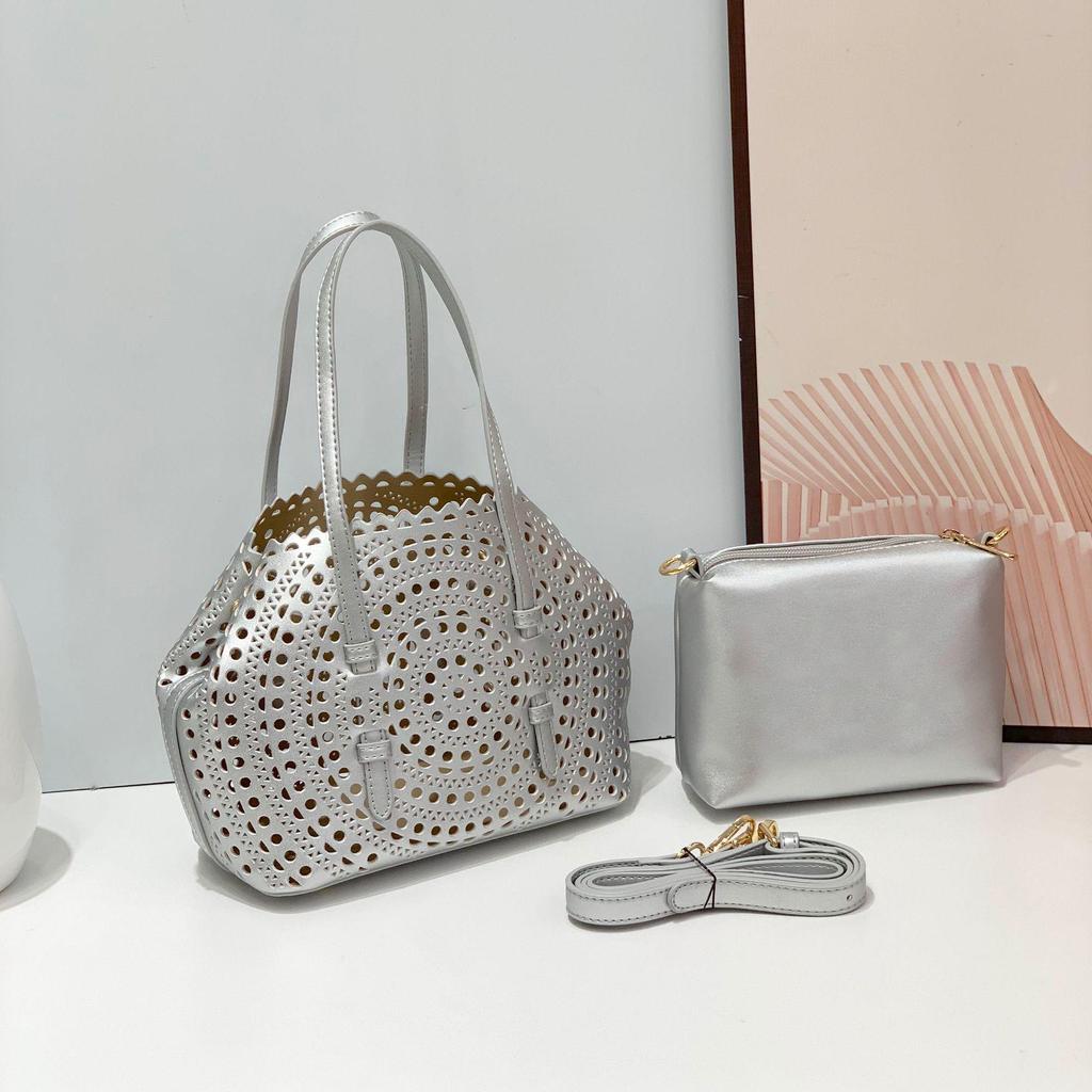 Набор сумок из кожи с резным узором Cross-Border: Сумка-тоут, косметичка и кошелек для монет