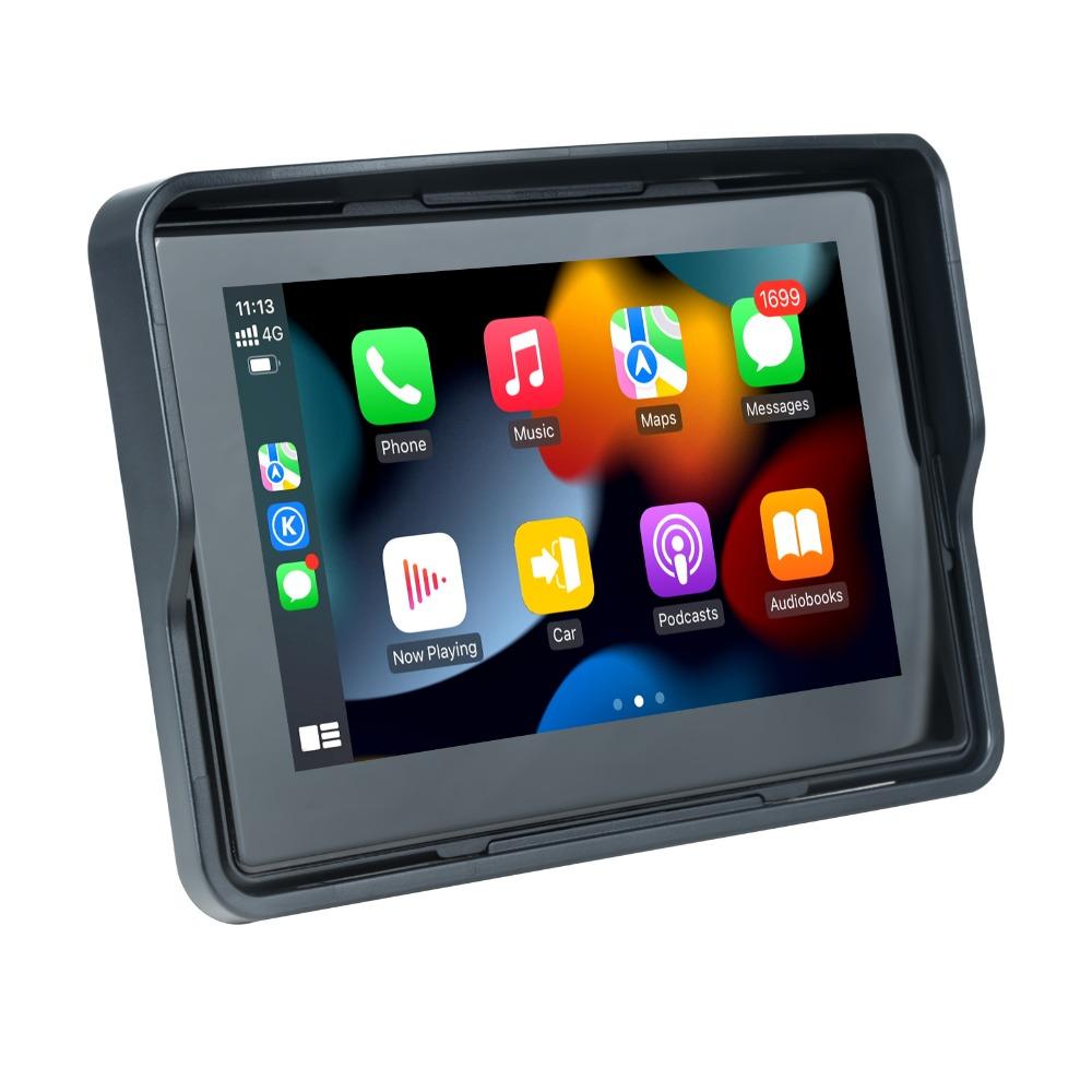 5-дюймовый портативный видеорегистратор для мотоцикла, беспроводной Apple Carplay, Android, автонавигация, GPS-экран, водонепроницаемый дисплей IPX7, двойной BT