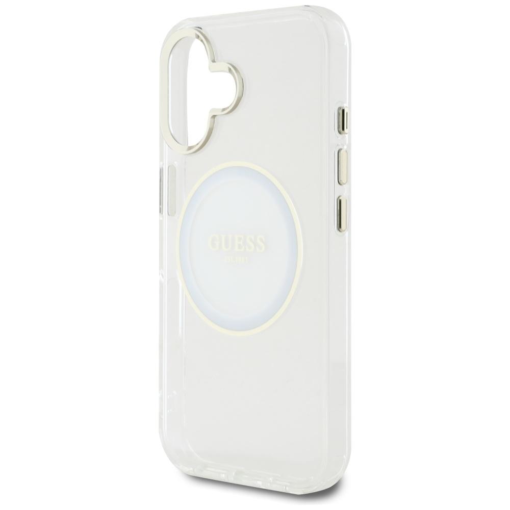 Guess IML Metal Colored Circle Classic Logo MagSafe case for iPhone 16 white