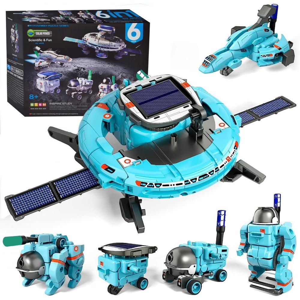 Набор «Робот на солнечной энергии 6-в-1 STEM» Игрушки Подарки для детей Образовательный Набор для сборки Научный Эксперимент День рождения для Детей Мальчиков Девочек
