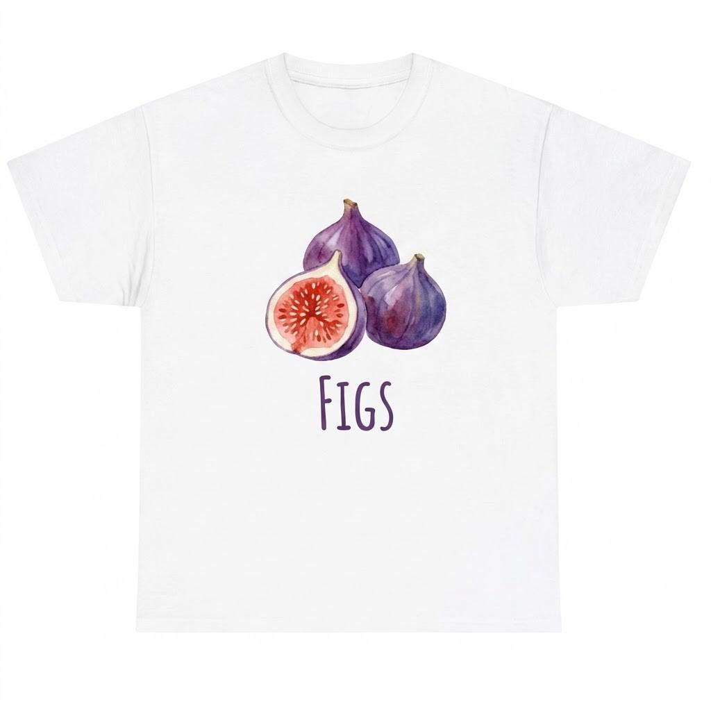 Watercolor Fig Fruit Coquette White TShirt
