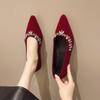 Spring New Single Shoe Women Fashion Pointed Shallow Mouth Suede Glitter Soft Sole Anti-slip Wear-resistant Flat Shoes