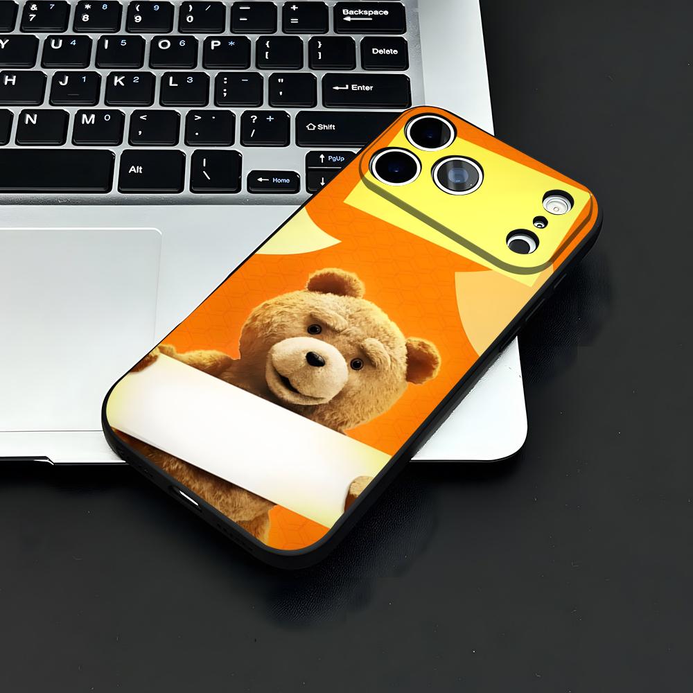 Чехол для телефона Тэдди Б-Бер для iPhone 17 Air 16 E Pro Max 15 14 13 Mini 12 Pro 11 Max Plus Черный Мягкий Корпус