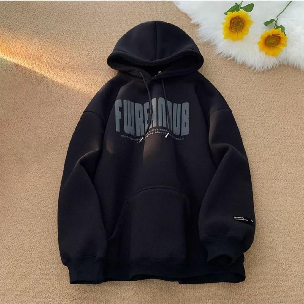 Мужская толстовка с капюшоном в стиле ретро American Letter, утолщенная повседневная куртка для осени/зимы